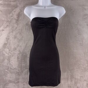 Frankies Bikinis Palmer Strapless Dress Womens Size Medium Brown Ribbed Mini